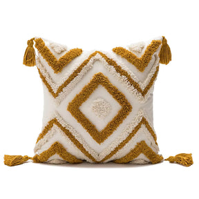 Embroidered Geometric Tassel Cushion Floral Cover