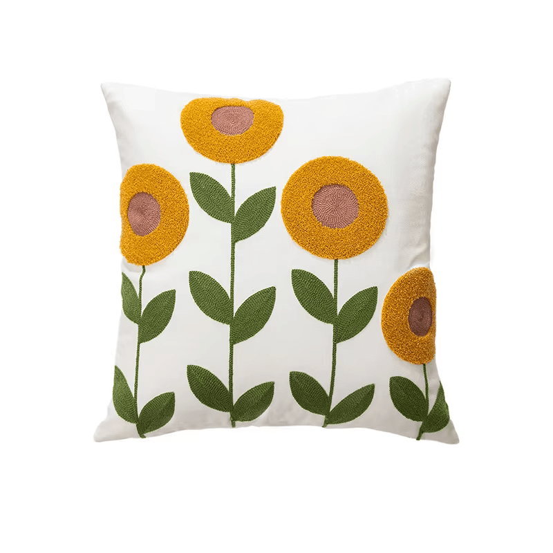 Embroidered Decorative Cushion Floral Cover