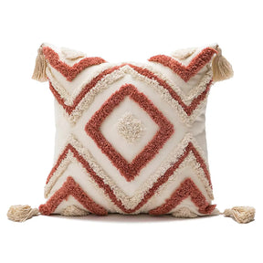 Embroidered Geometric Tassel Cushion Floral Cover