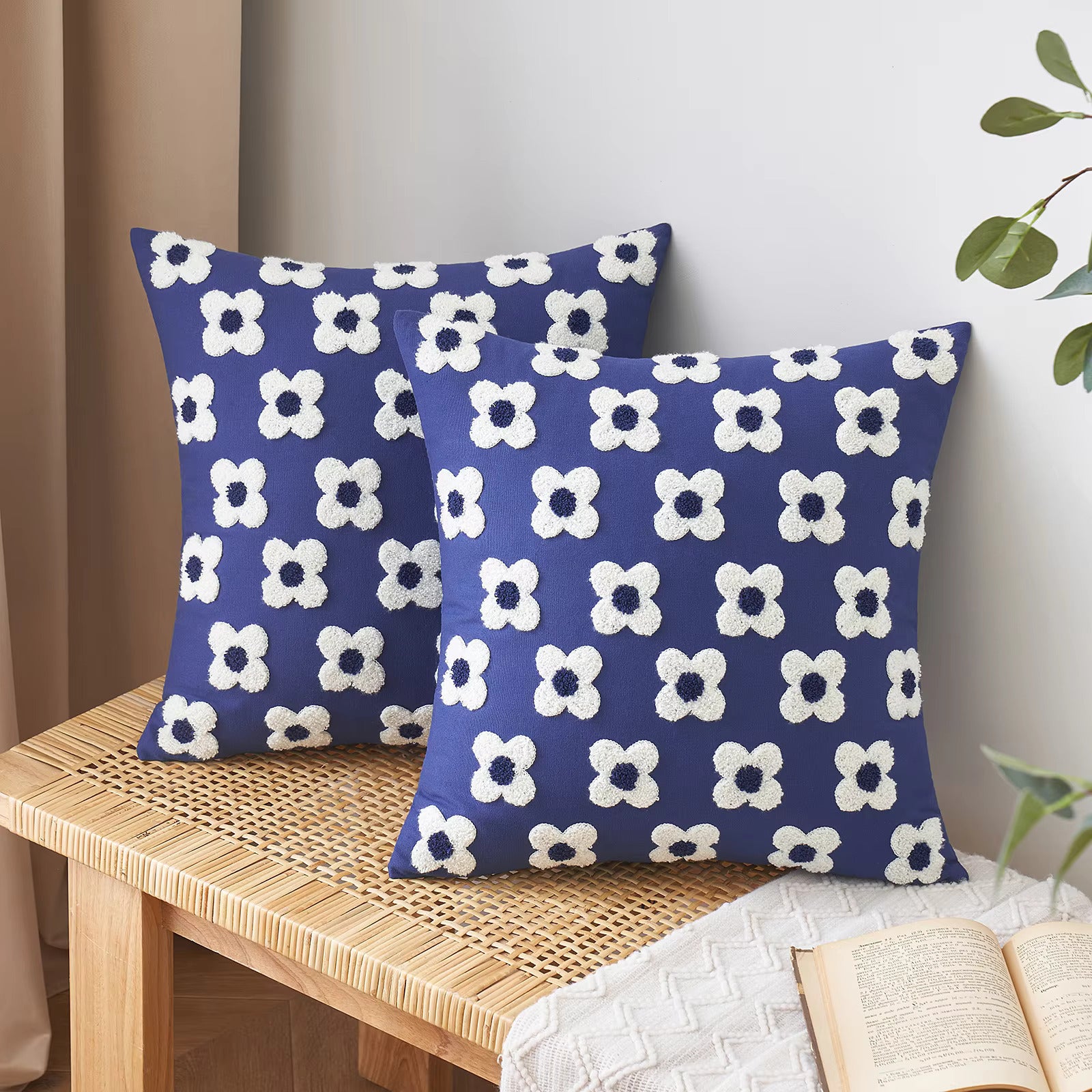 Embroidered Decorative Cushion Floral Cover