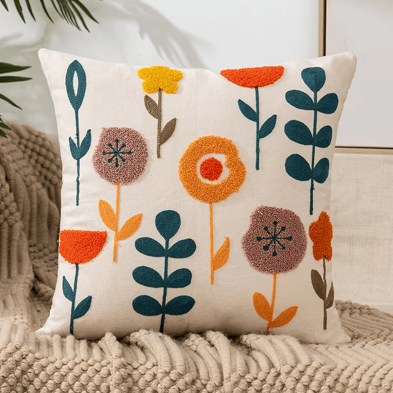 Embroidered Decorative Cushion Floral Cover