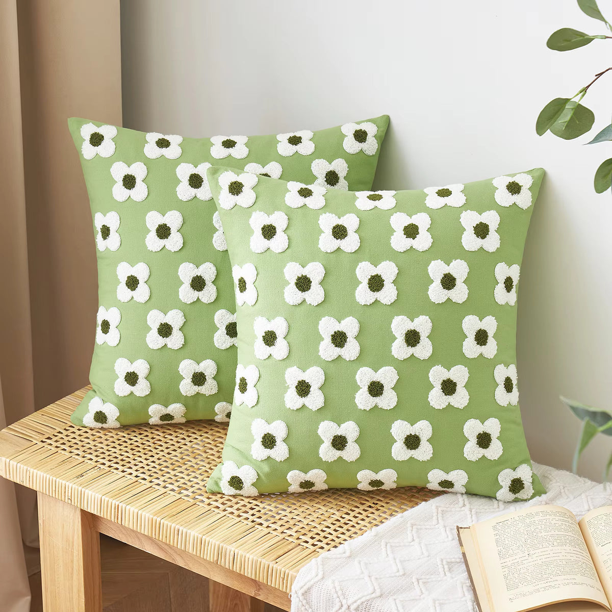 Embroidered Decorative Cushion Floral Cover