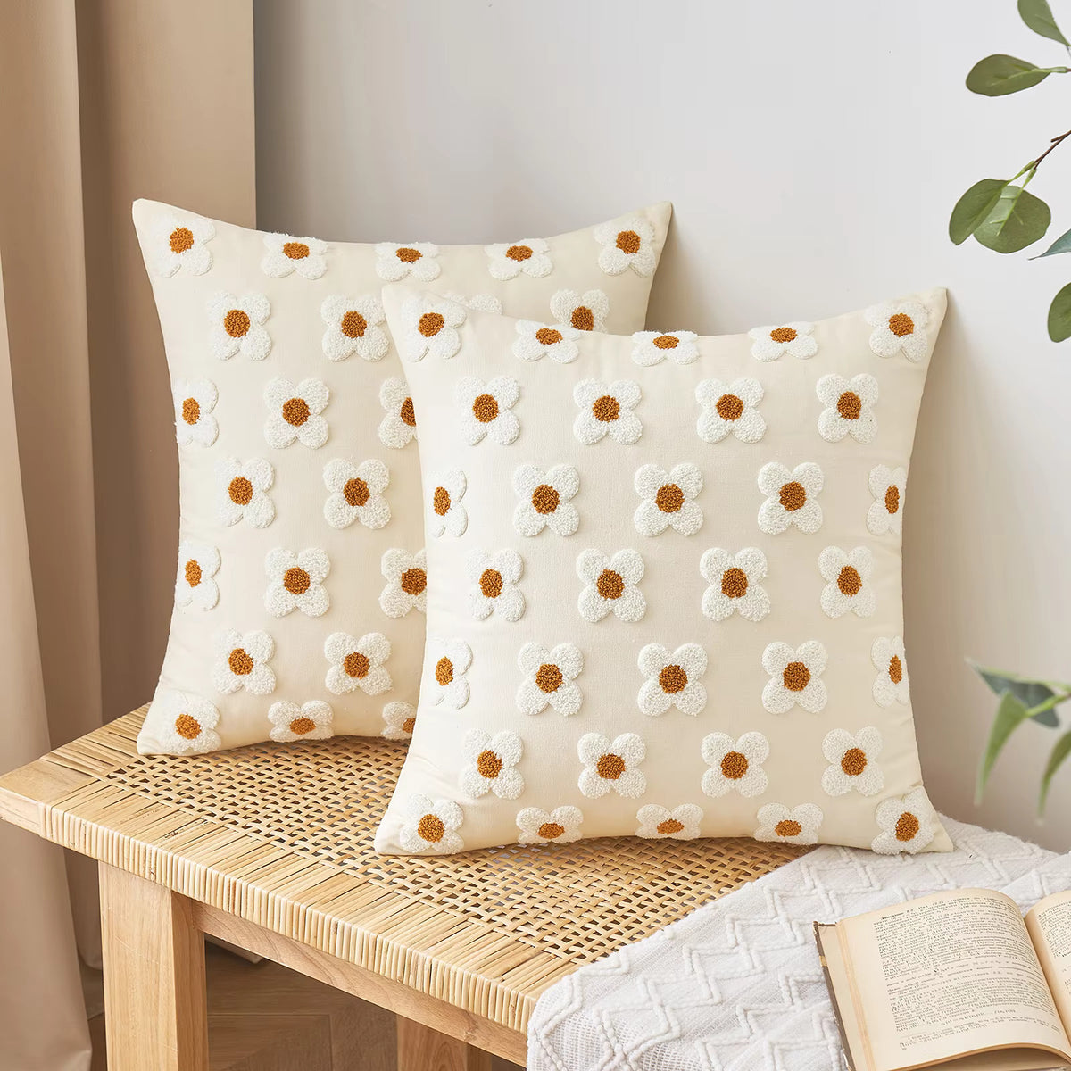 Embroidered Decorative Cushion Floral Cover