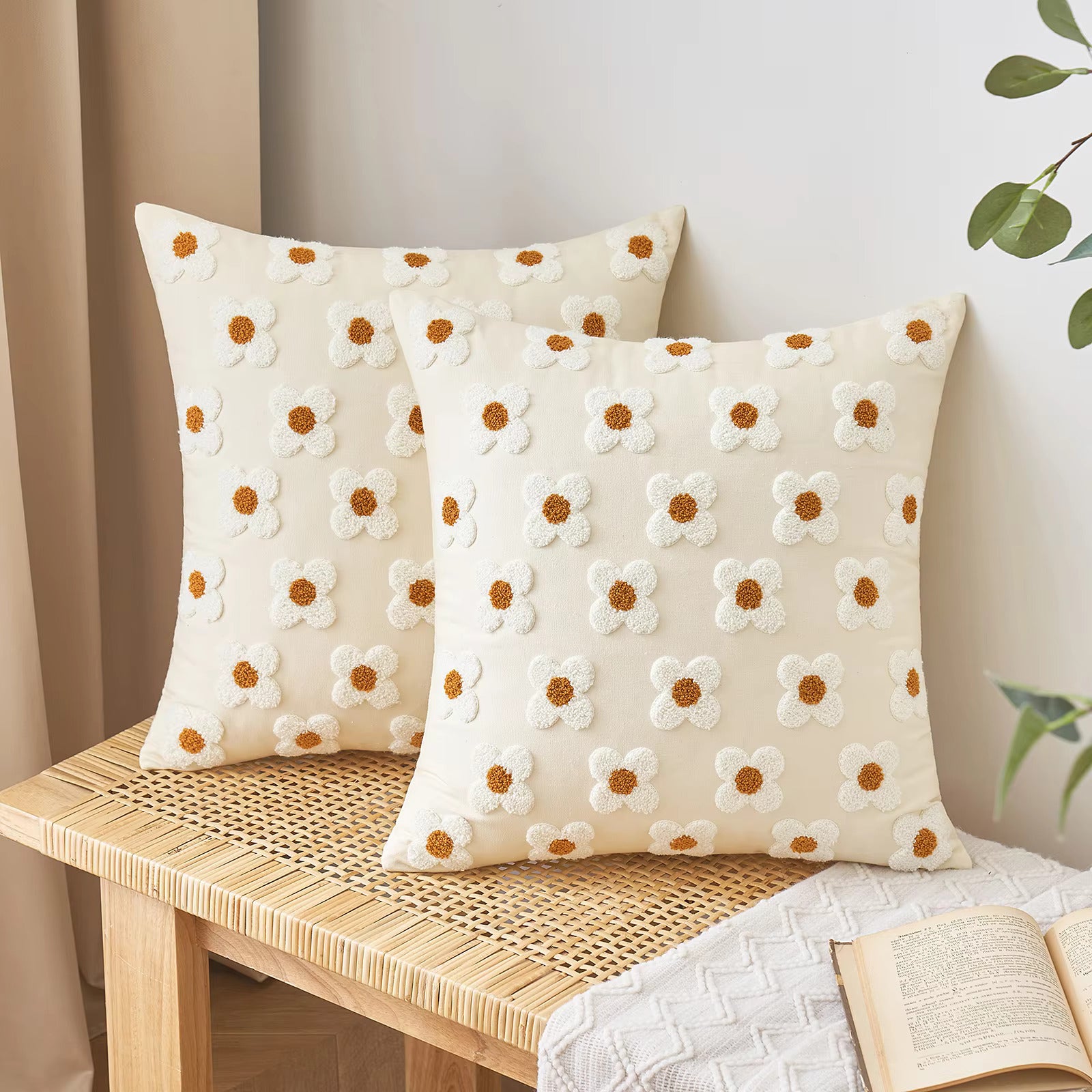 Embroidered Decorative Cushion Floral Cover