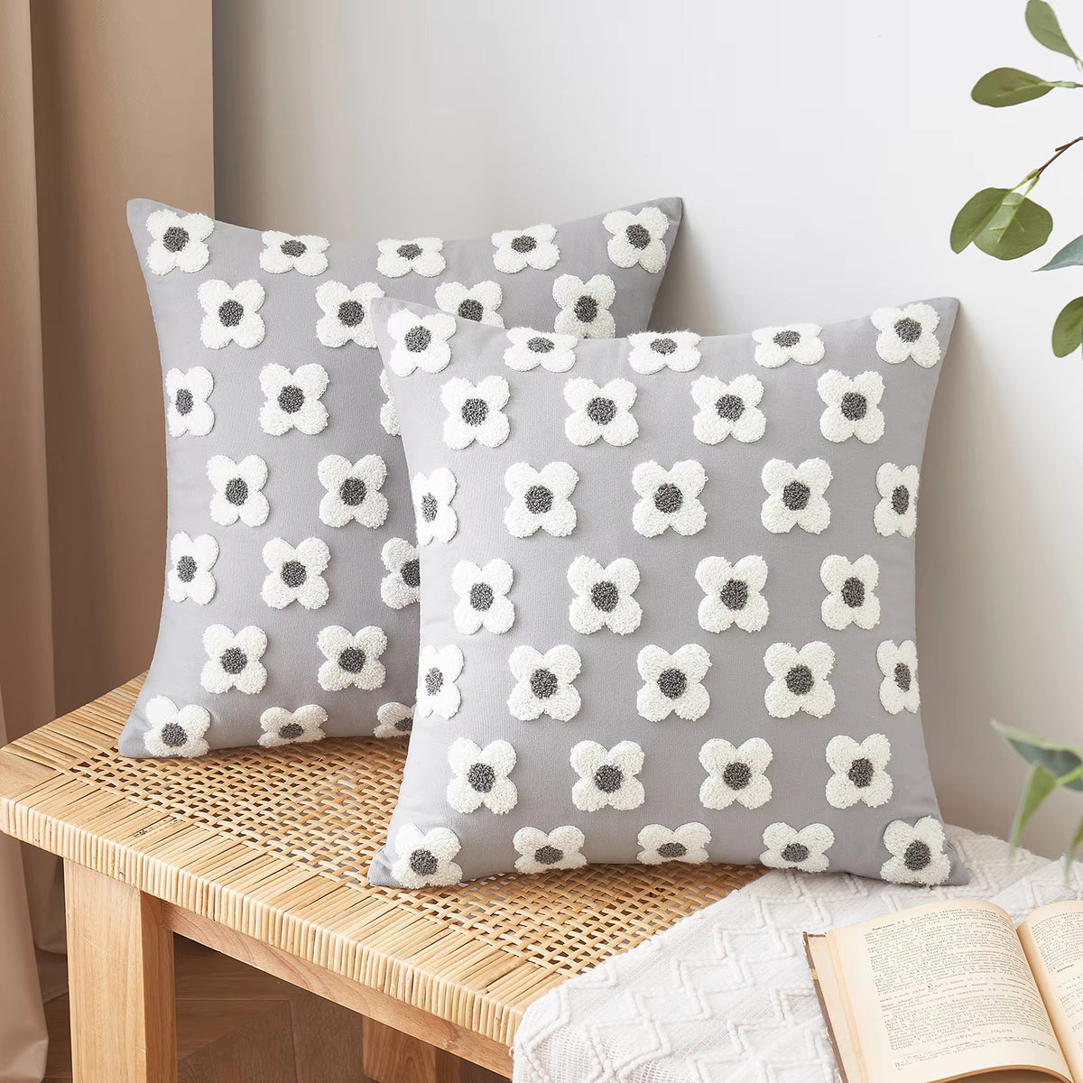 Embroidered Decorative Cushion Floral Cover