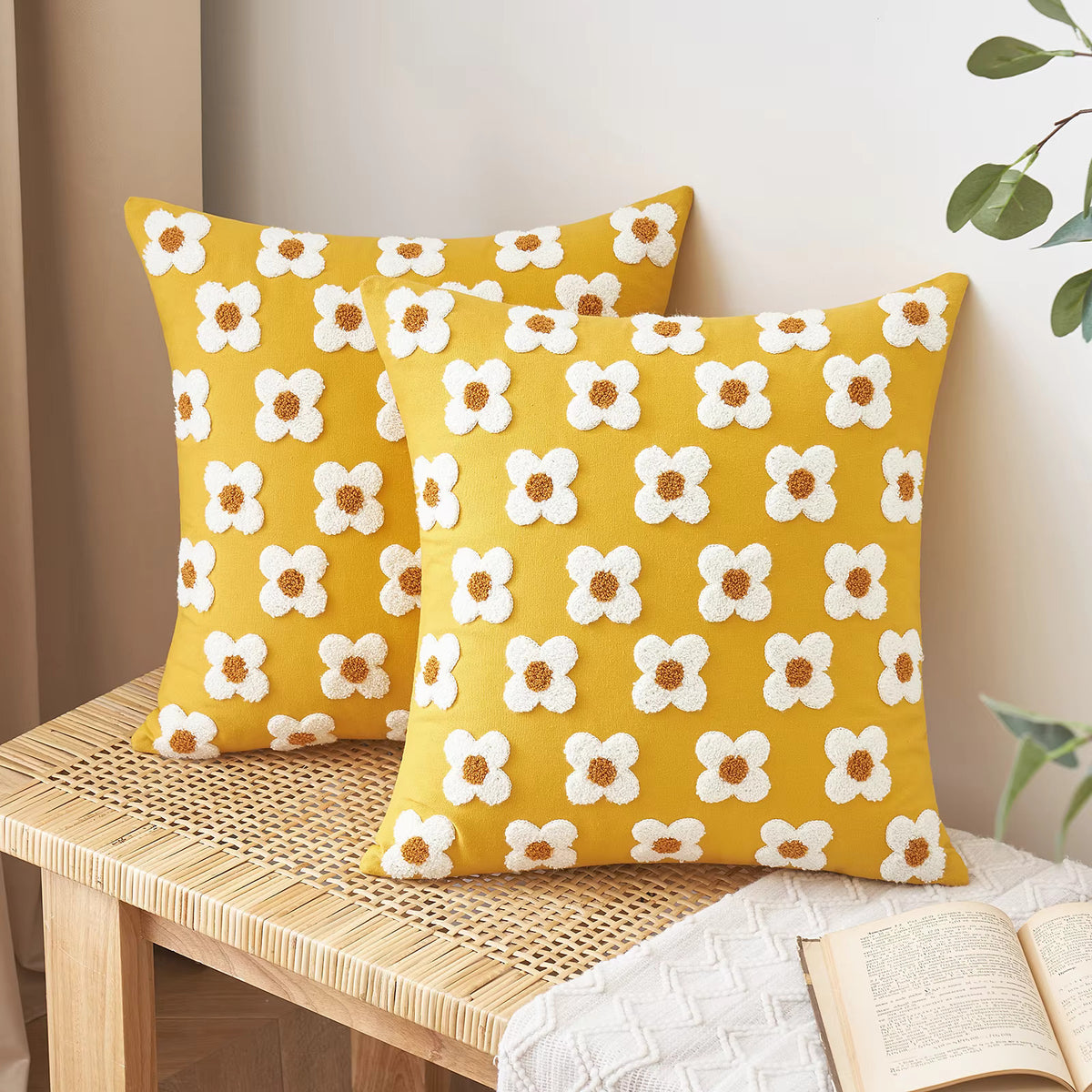 Embroidered Decorative Cushion Floral Cover